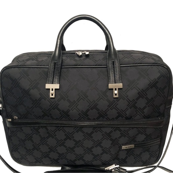 Tumi Black Briefcase with Leather Trim and Silver Hardware - Picture 1 of 16